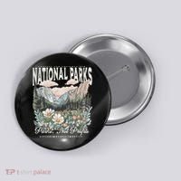 Floral Protect Our National Parks Retro Nature Conservation Button thumb 0