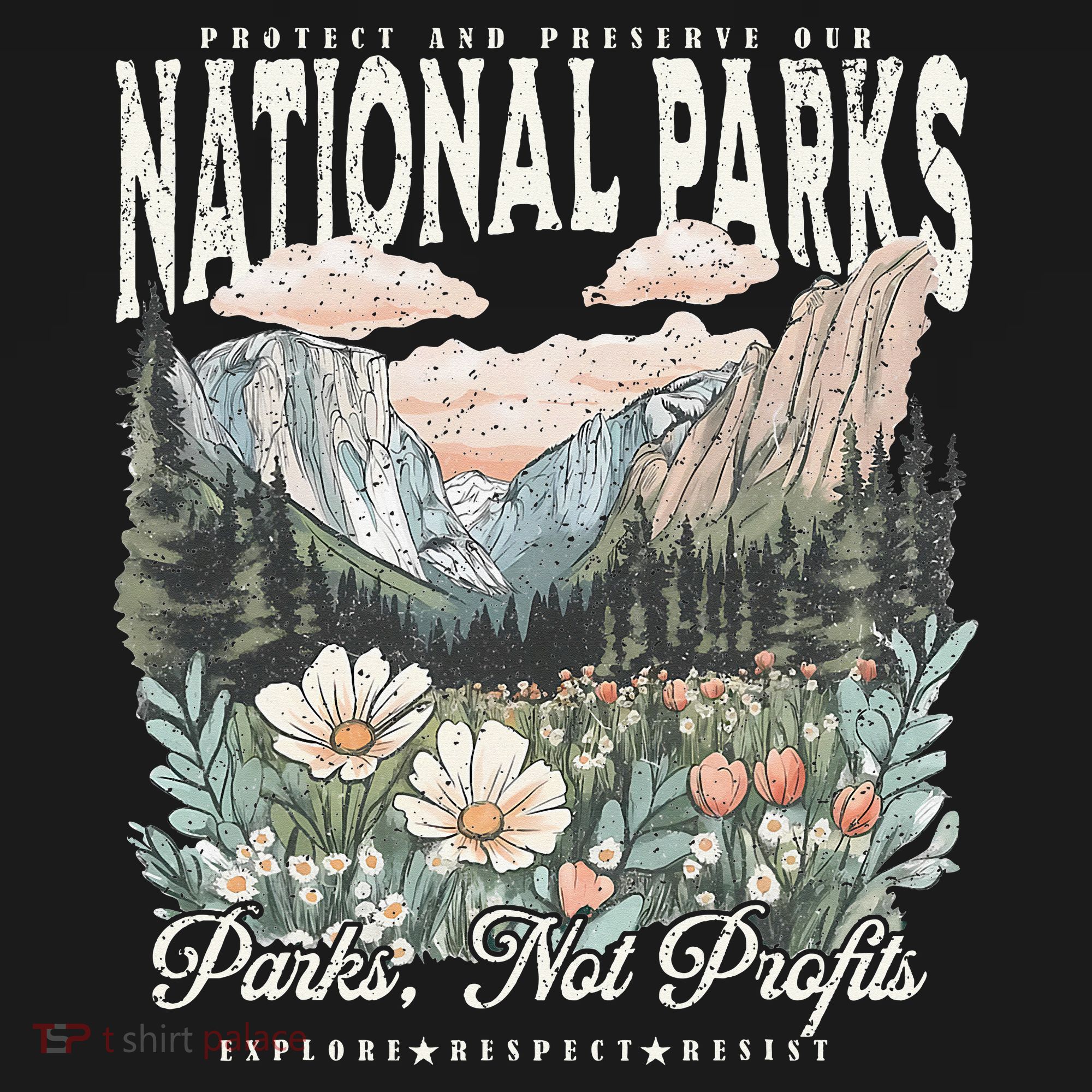 Floral Protect Our National Parks Retro Nature Conservation Women's Hoodie