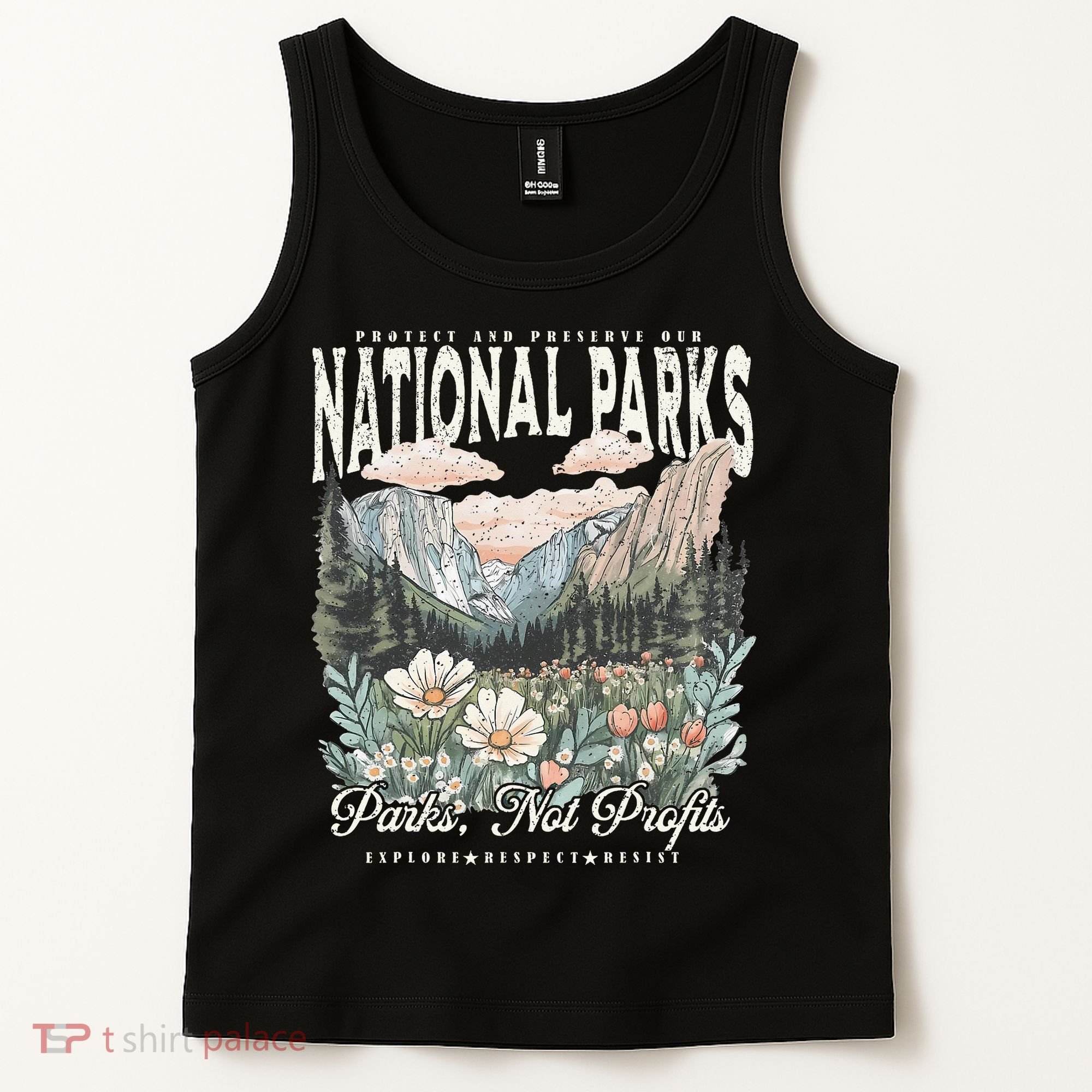 Floral Protect Our National Parks Retro Nature Conservation Tank Top