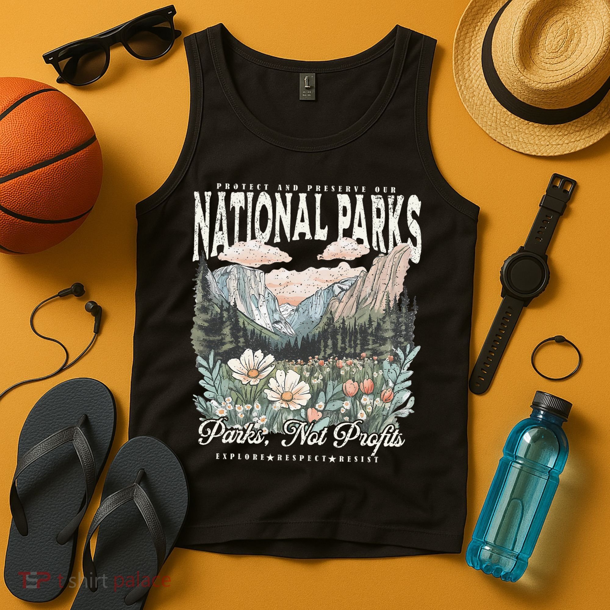 Floral Protect Our National Parks Retro Nature Conservation Tank Top