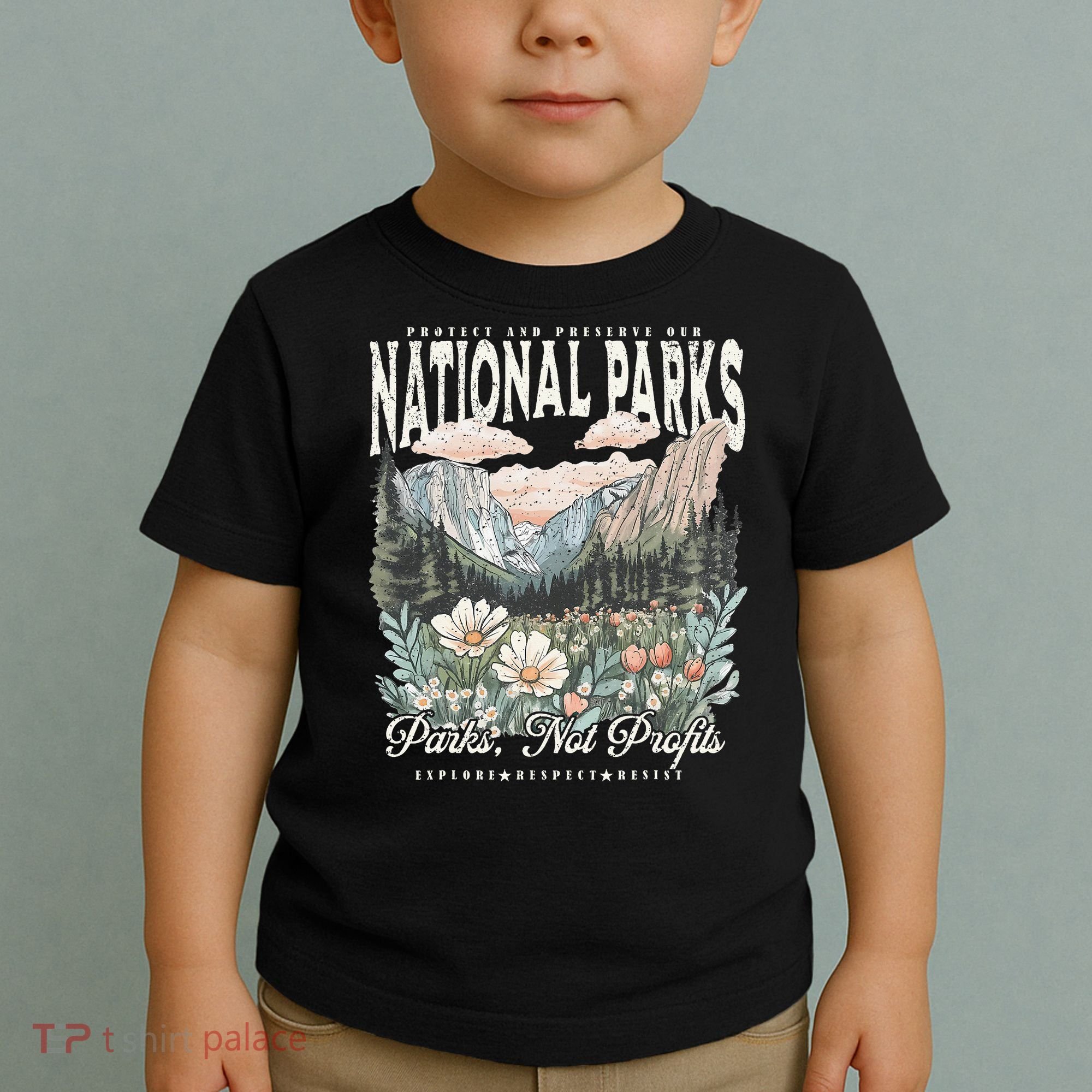 Floral Protect Our National Parks Retro Nature Conservation Toddler T-Shirt