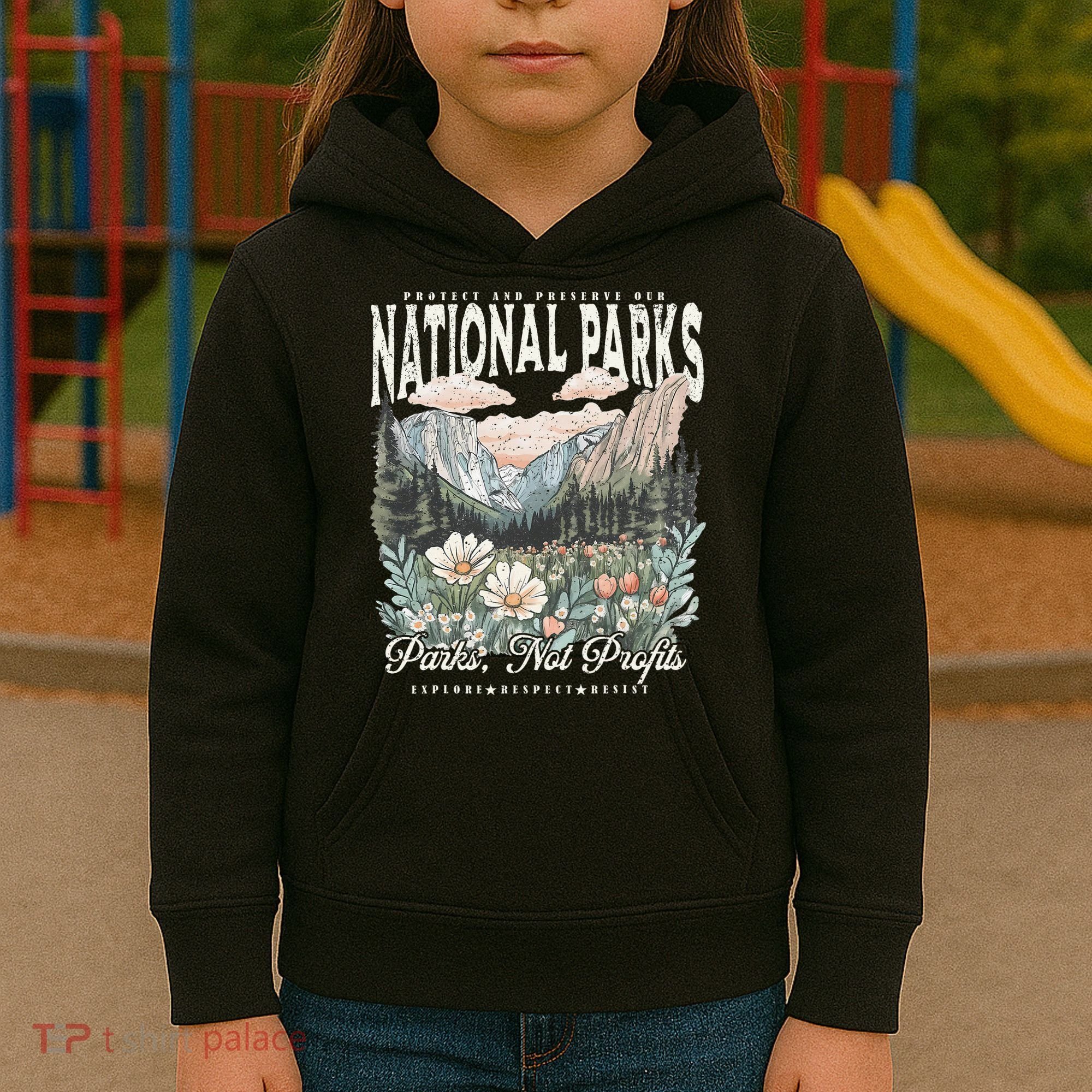 Floral Protect Our National Parks Retro Nature Conservation Kids Hoodie