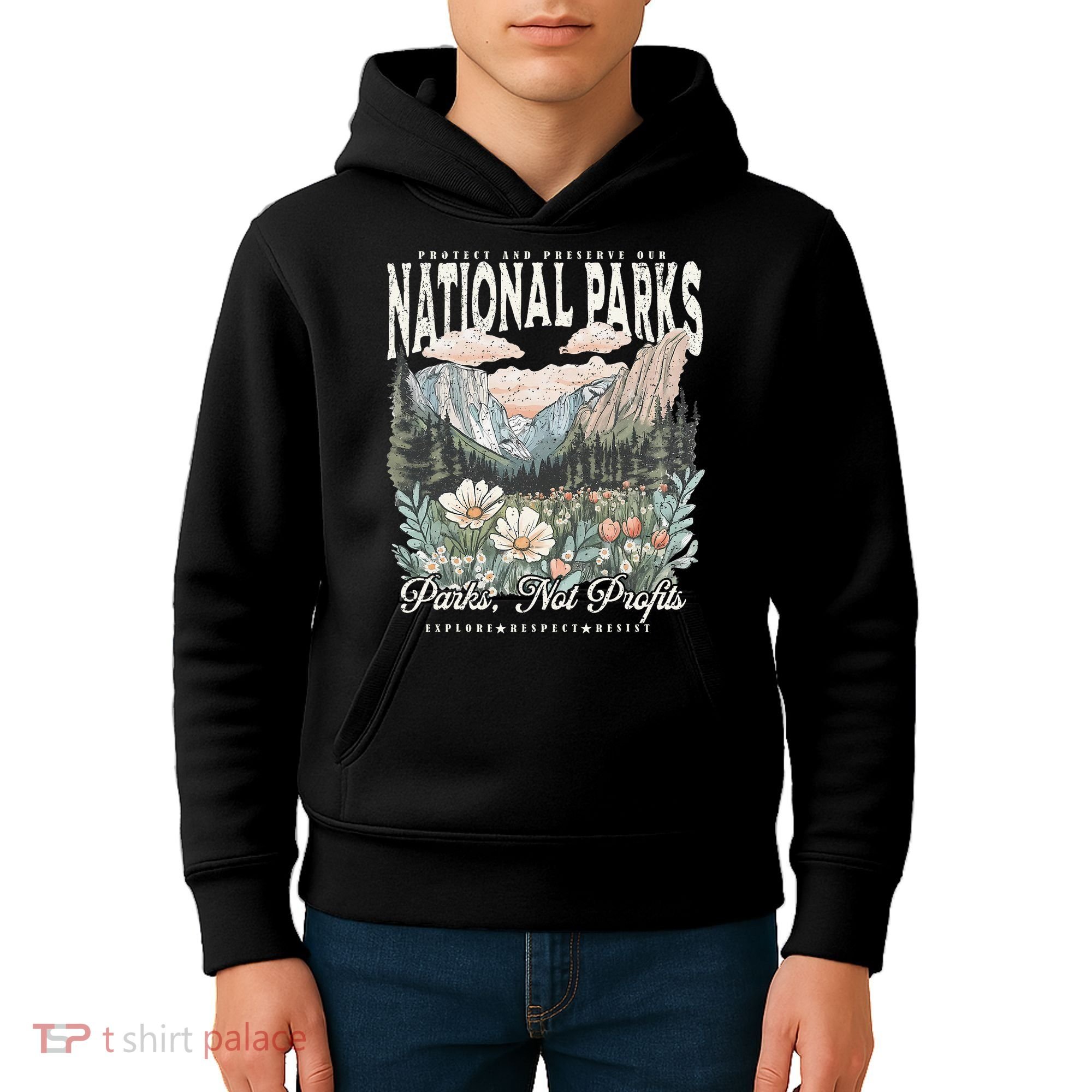 Floral Protect Our National Parks Retro Nature Conservation Kids Hoodie
