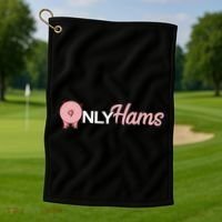 Funny Pig Only Hams Funny Pork Pig Farmer Golf Towel thumb 1
