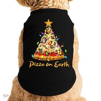 Funny Pizza On Earth Slice Christmas Tree With Lights Gift Doggie Tank