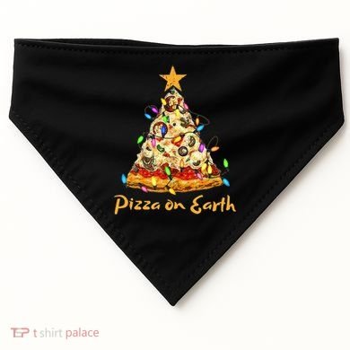 Funny Pizza On Earth Slice Christmas Tree With Lights Gift USA-Made Doggie Bandana