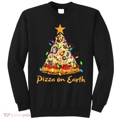 Funny Pizza On Earth Slice Christmas Tree With Lights Gift Sweatshirt