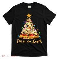 Funny Pizza On Earth Slice Christmas Tree With Lights Gift T-Shirt thumb 0