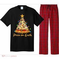 Funny Pizza On Earth Slice Christmas Tree With Lights Gift Pajama Set thumb 0