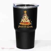 Funny Pizza On Earth Slice Christmas Tree With Lights Gift Tumbler thumb 0