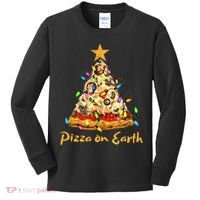 Funny Pizza On Earth Slice Christmas Tree With Lights Gift Kids Long Sleeve Shirt thumb 0