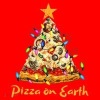 Funny Pizza On Earth Slice Christmas Tree With Lights Gift Santa Hat thumb 1