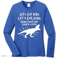 Funny Punctuation Of English Lets Eat Kids Grammar Gift Women's Long Sleeve Shirt thumb 0