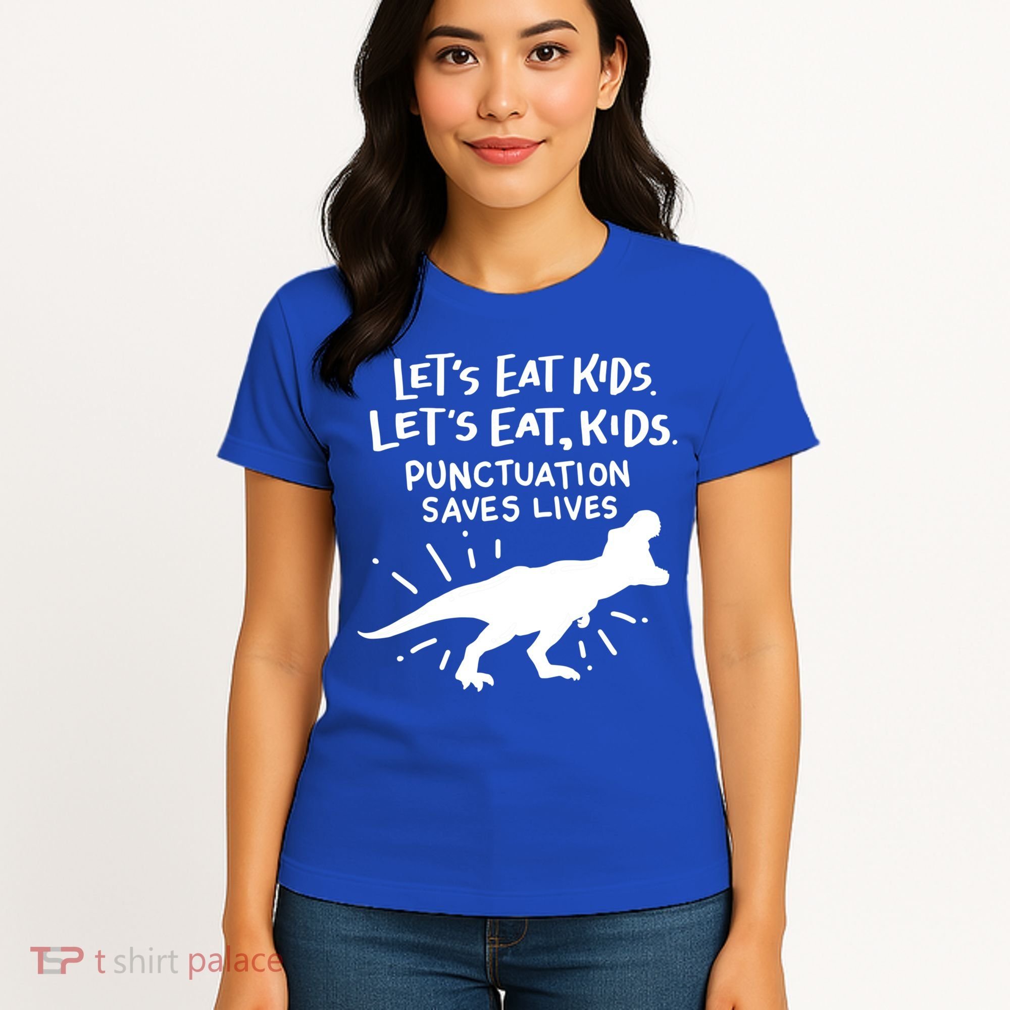 Funny Punctuation Of English Lets Eat Kids Grammar Gift Women's T-Shirt