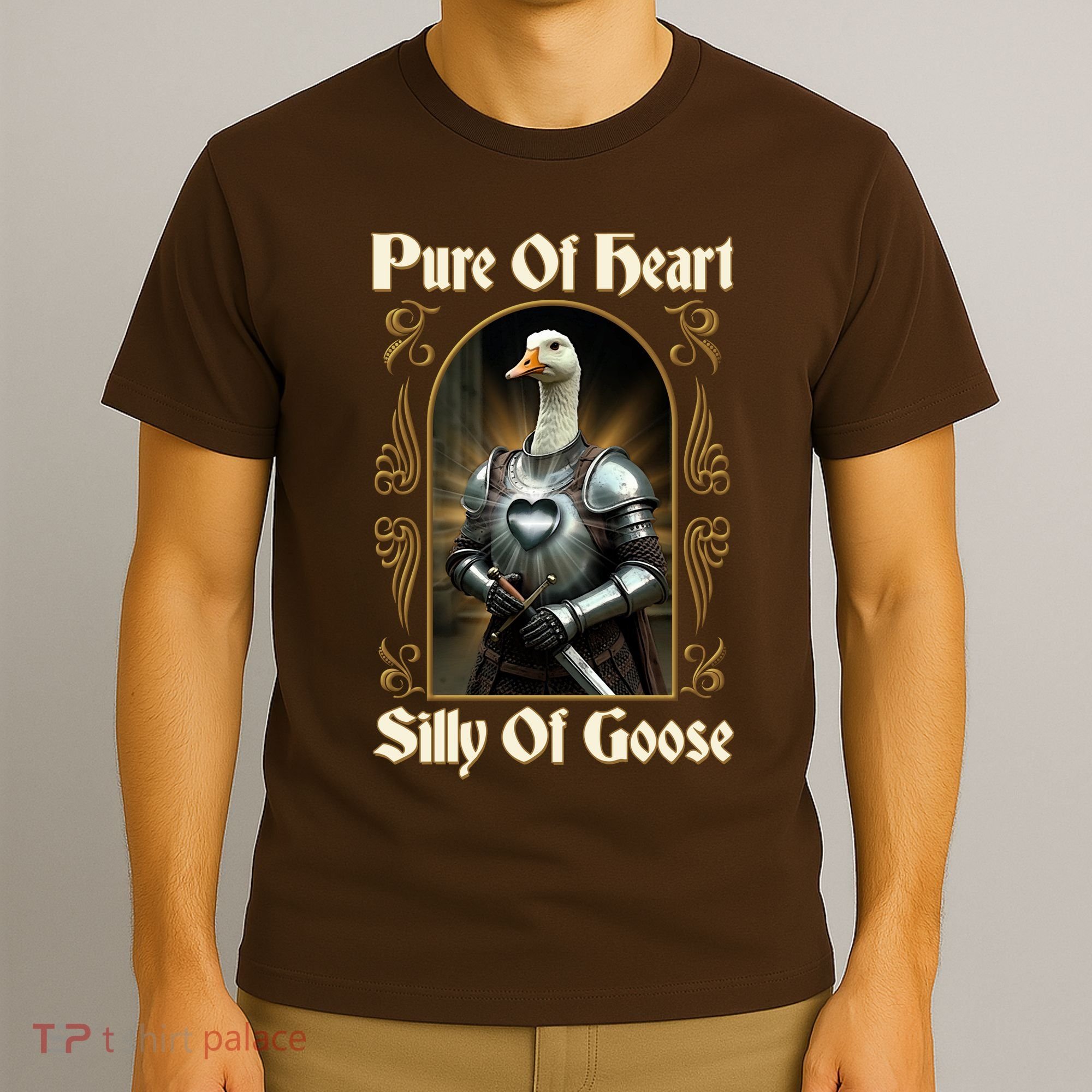 Funny Pure Of Heart Silly Of Goose Sir Goose In Knight Armor T-Shirt