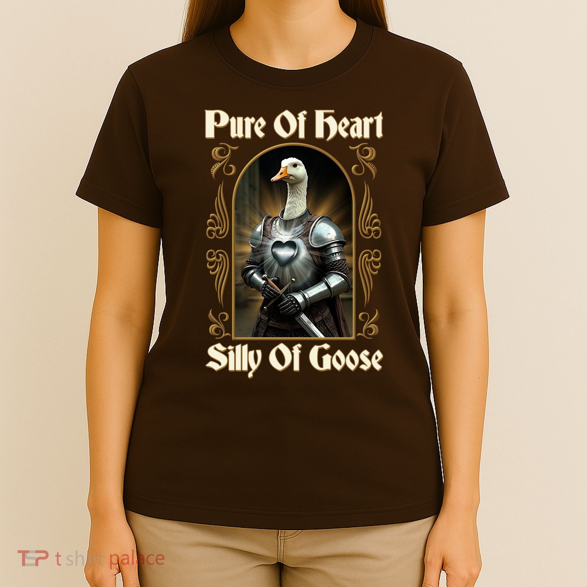 Funny Pure Of Heart Silly Of Goose Sir Goose In Knight Armor T-Shirt