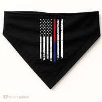 Firefighter Police Officer Red & Blue Line Flag USA-Made Doggie Bandana thumb 0