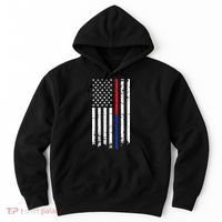 Firefighter Police Officer Red & Blue Line Flag Hoodie thumb 0