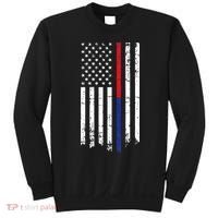 Firefighter Police Officer Red & Blue Line Flag Sweatshirt thumb 0