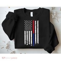 Firefighter Police Officer Red & Blue Line Flag Sweatshirt thumb 2