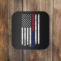Firefighter Police Officer Red & Blue Line Flag Coaster thumb 0