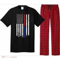 Firefighter Police Officer Red & Blue Line Flag Pajama Set thumb 0