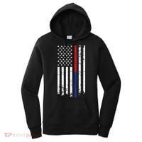 Firefighter Police Officer Red & Blue Line Flag Women's Hoodie thumb 0