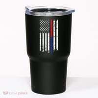 Firefighter Police Officer Red & Blue Line Flag Tumbler thumb 0
