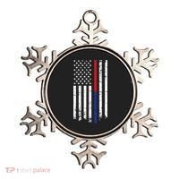 Firefighter Police Officer Red & Blue Line Flag Ornament thumb 0