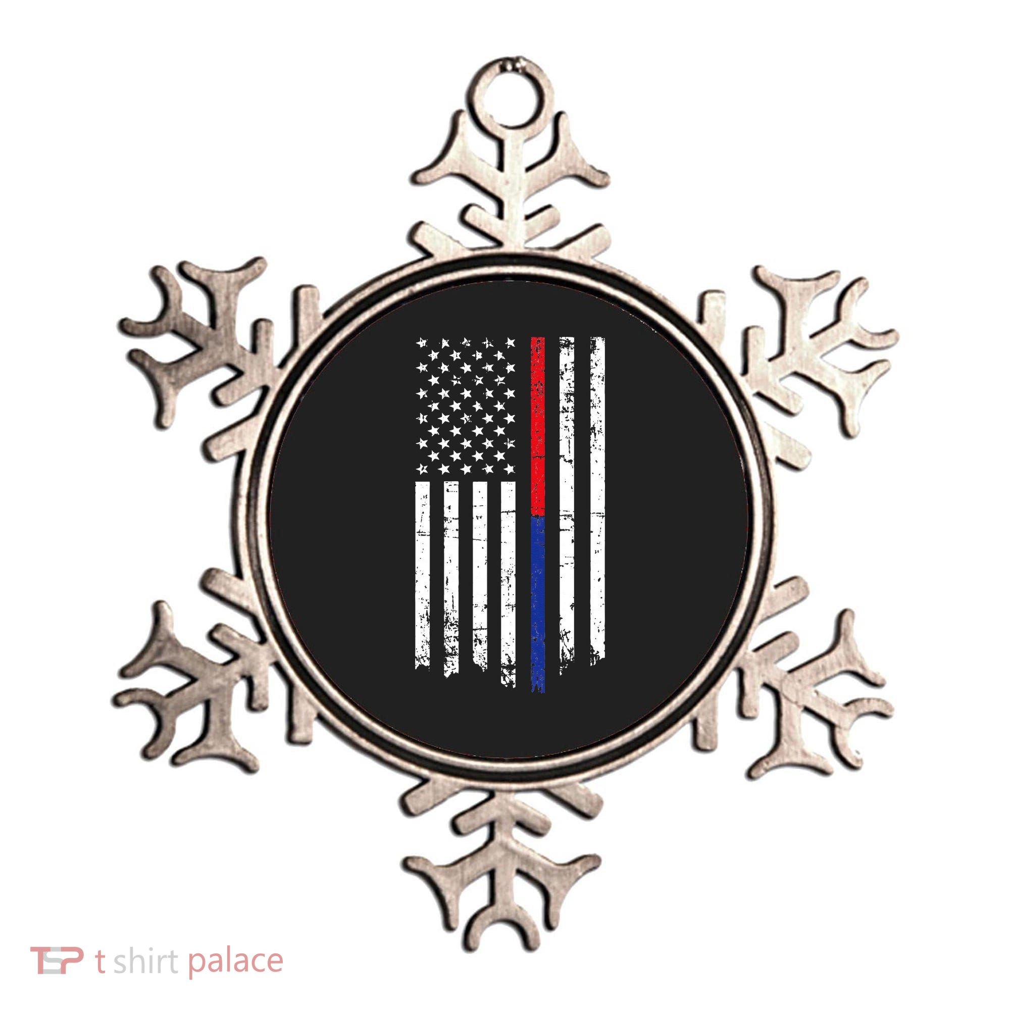 Firefighter Police Officer Red & Blue Line Flag Ornament