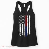 Firefighter Police Officer Red & Blue Line Flag Women's Tank Top thumb 0