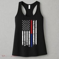Firefighter Police Officer Red & Blue Line Flag Women's Tank Top thumb 3