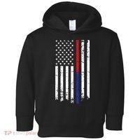 Firefighter Police Officer Red & Blue Line Flag Toddler Hoodie thumb 0