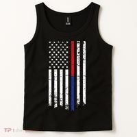 Firefighter Police Officer Red & Blue Line Flag Tank Top thumb 2