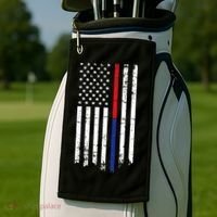 Firefighter Police Officer Red & Blue Line Flag Golf Towel thumb 2