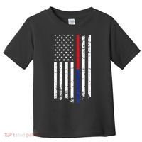 Firefighter Police Officer Red & Blue Line Flag Toddler T-Shirt thumb 0