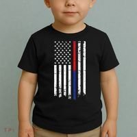 Firefighter Police Officer Red & Blue Line Flag Toddler T-Shirt thumb 2