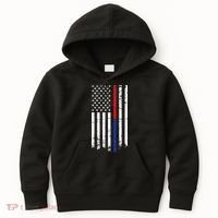 Firefighter Police Officer Red & Blue Line Flag Kids Hoodie thumb 0