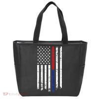 Firefighter Police Officer Red & Blue Line Flag Tote Bag thumb 0