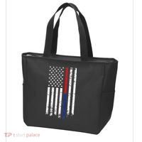 Firefighter Police Officer Red & Blue Line Flag Tote Bag thumb 3