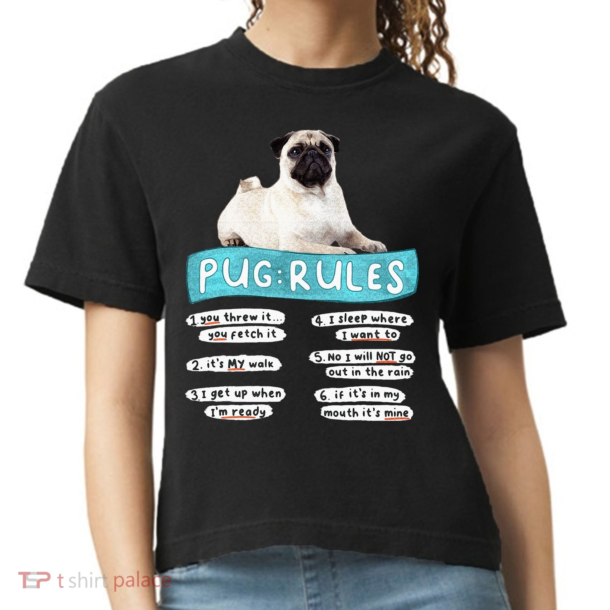 Funny Pug Pug Rules Pug Lover Pug Owner Comfort Colors Boxy T-Shirt