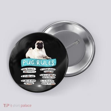 Funny Pug Pug Rules Pug Lover Pug Owner Button