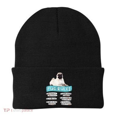 Funny Pug Pug Rules Pug Lover Pug Owner Beanie