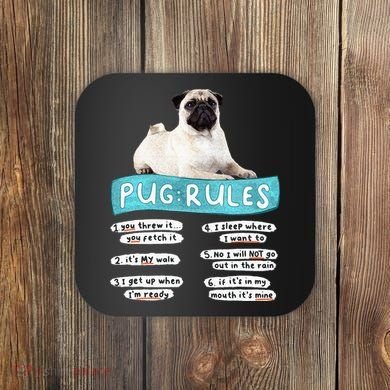 Funny Pug Pug Rules Pug Lover Pug Owner Coaster