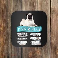 Funny Pug Pug Rules Pug Lover Pug Owner Coaster thumb 0
