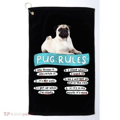 Funny Pug Pug Rules Pug Lover Pug Owner Golf Towel