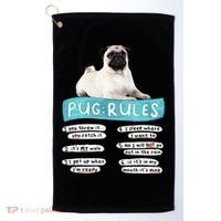 Funny Pug Pug Rules Pug Lover Pug Owner Golf Towel thumb 0