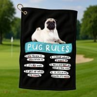 Funny Pug Pug Rules Pug Lover Pug Owner Golf Towel thumb 1