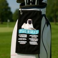 Funny Pug Pug Rules Pug Lover Pug Owner Golf Towel thumb 2