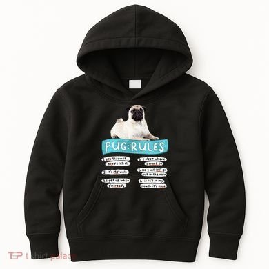 Funny Pug Pug Rules Pug Lover Pug Owner Kids Hoodie